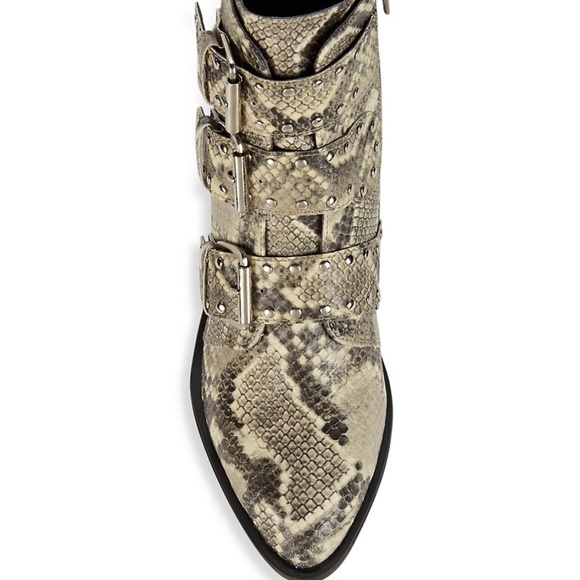 NEW Steven New York Harmon Snake PRINT Embossed Gray Booties BUCKLE SIZE 6 NIB - Picture 5 of 6